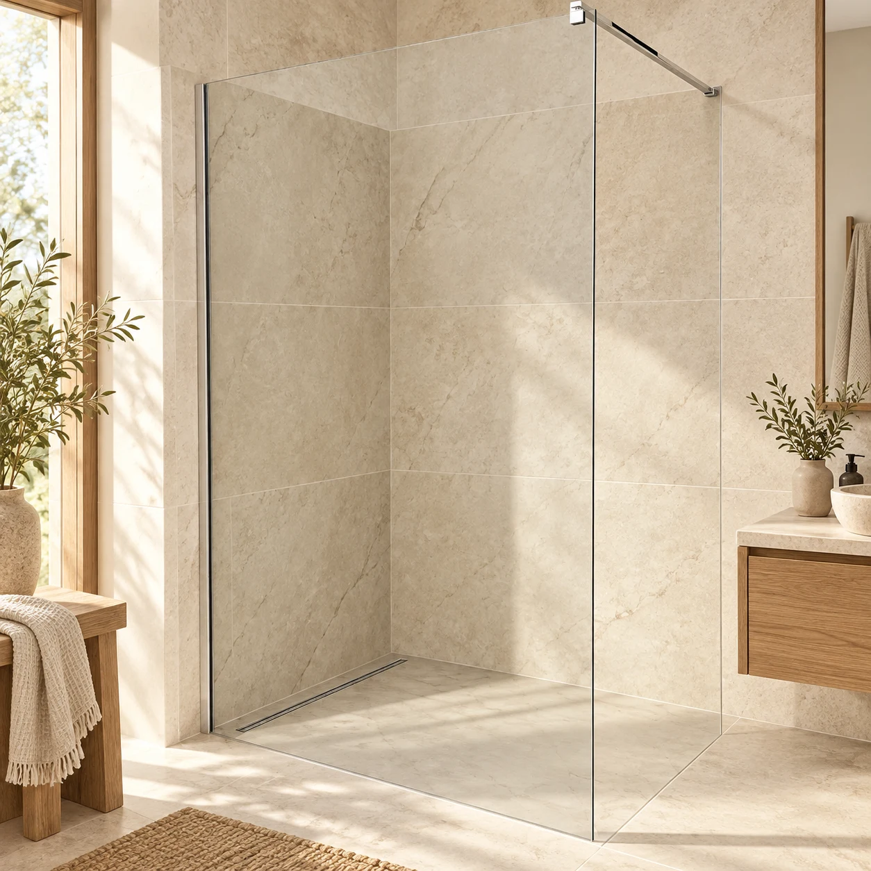 Walk-In Screen 8mm Clear Glass Chrome Profile