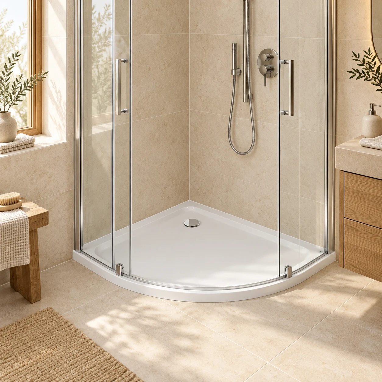 Slim White Quadrant Shower Tray