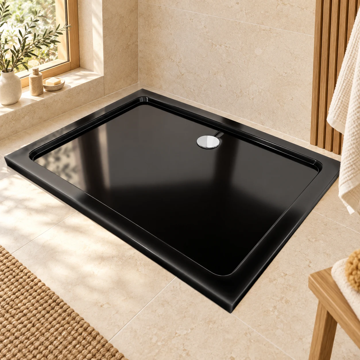 Gulietta Slim Black Shower Tray
