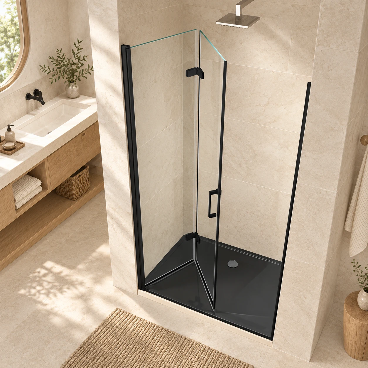 Gulietta Aero Black Bi Fold Shower Door 6mm Glass
