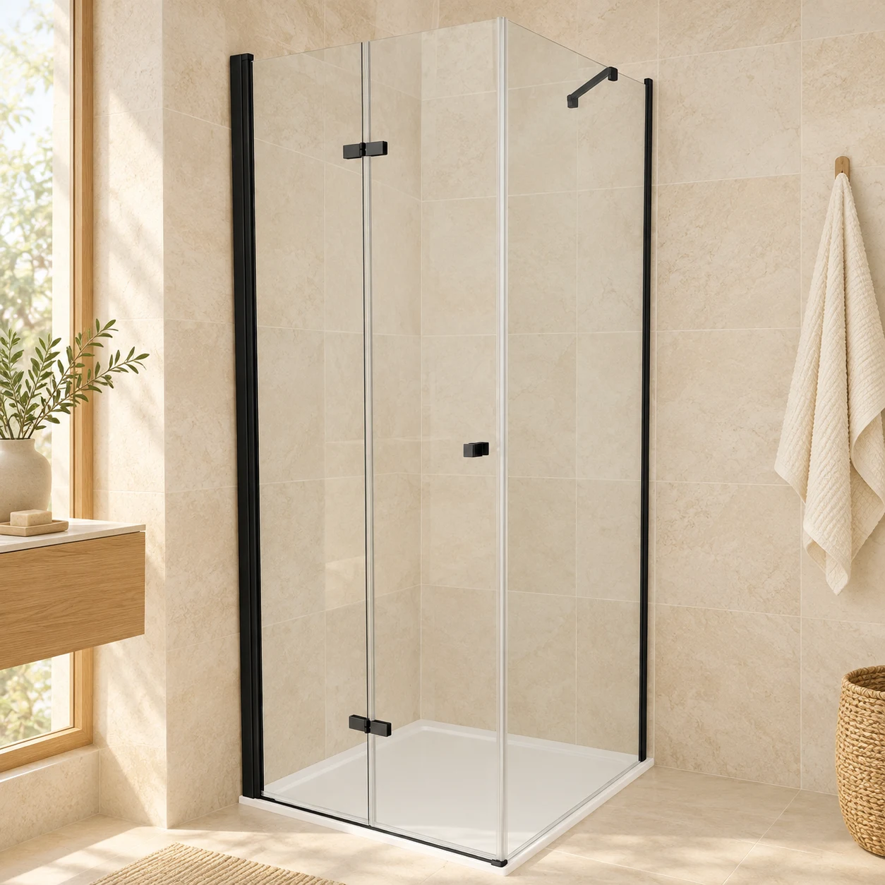 Black Aero Bi Fold Shower Enclosure