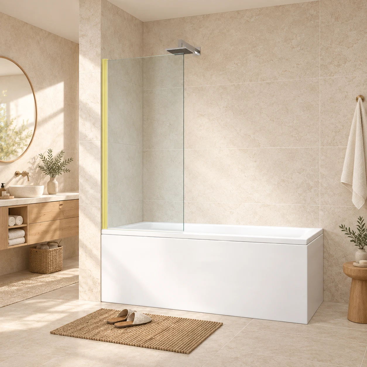 Gulietta Gold 1-Wing Bath Screen