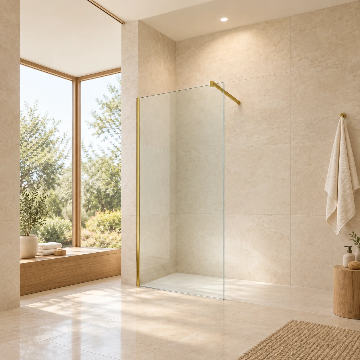 Brushed Gold Walk-In Screen Clear Glass