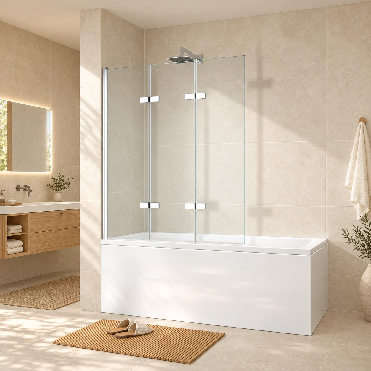 Gulietta Chrome 3-Wing Bath Screen