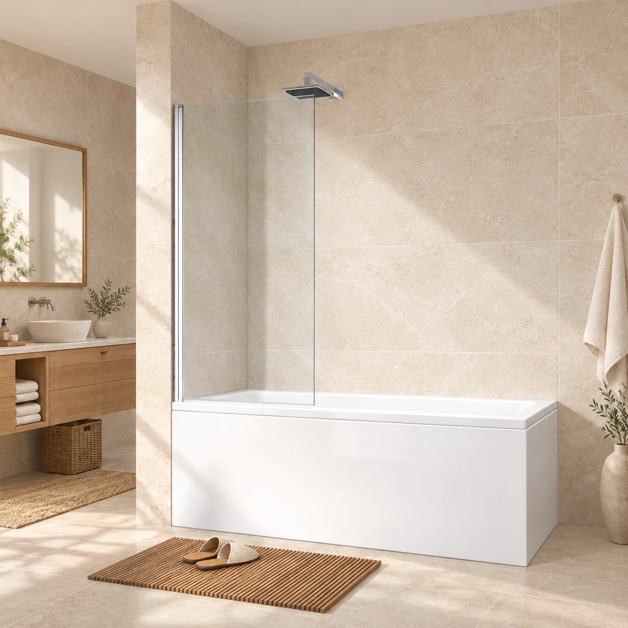 Gulietta Chrome 1-Wing Bath Screen