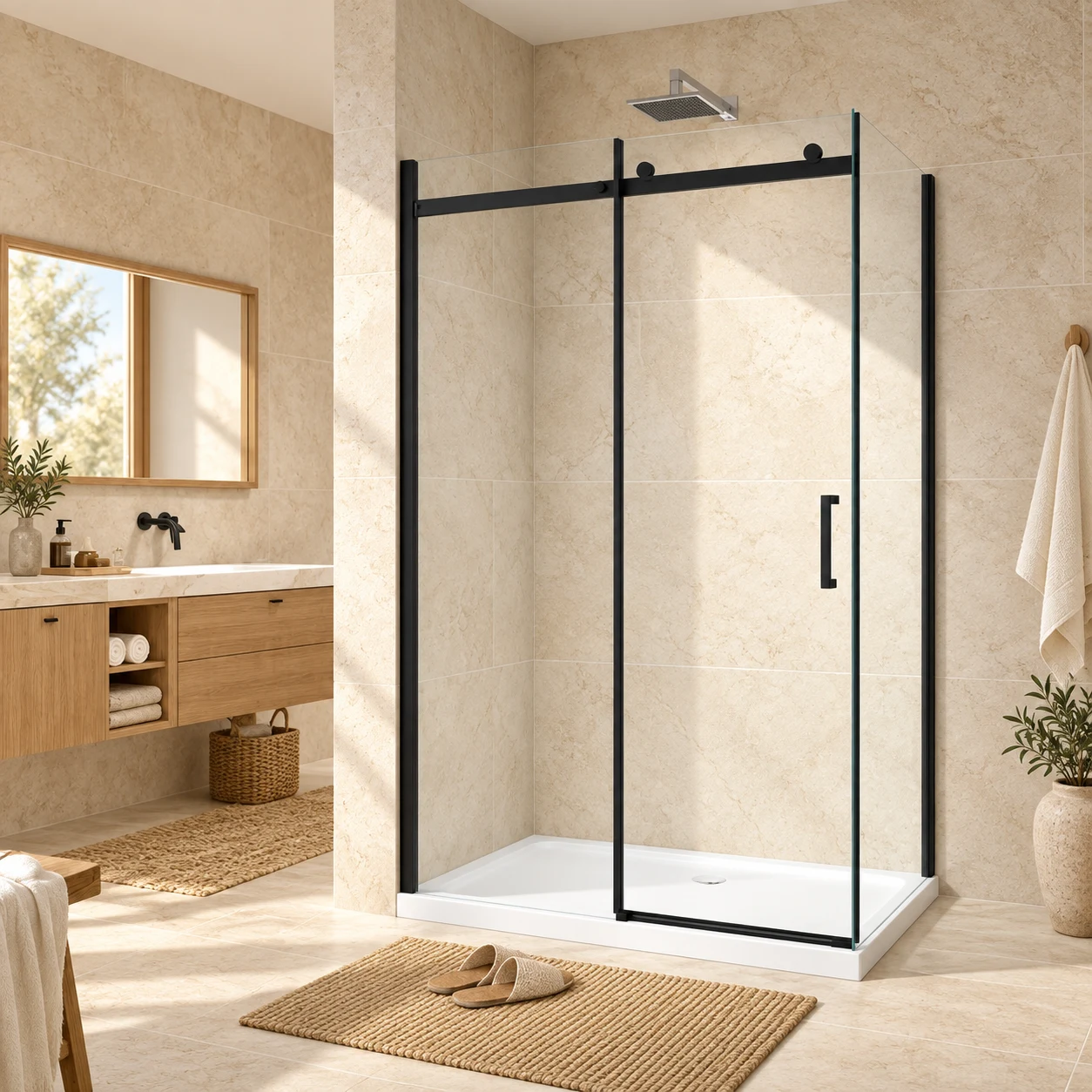 Gulietta Accent Black Sliding Shower Enclosure