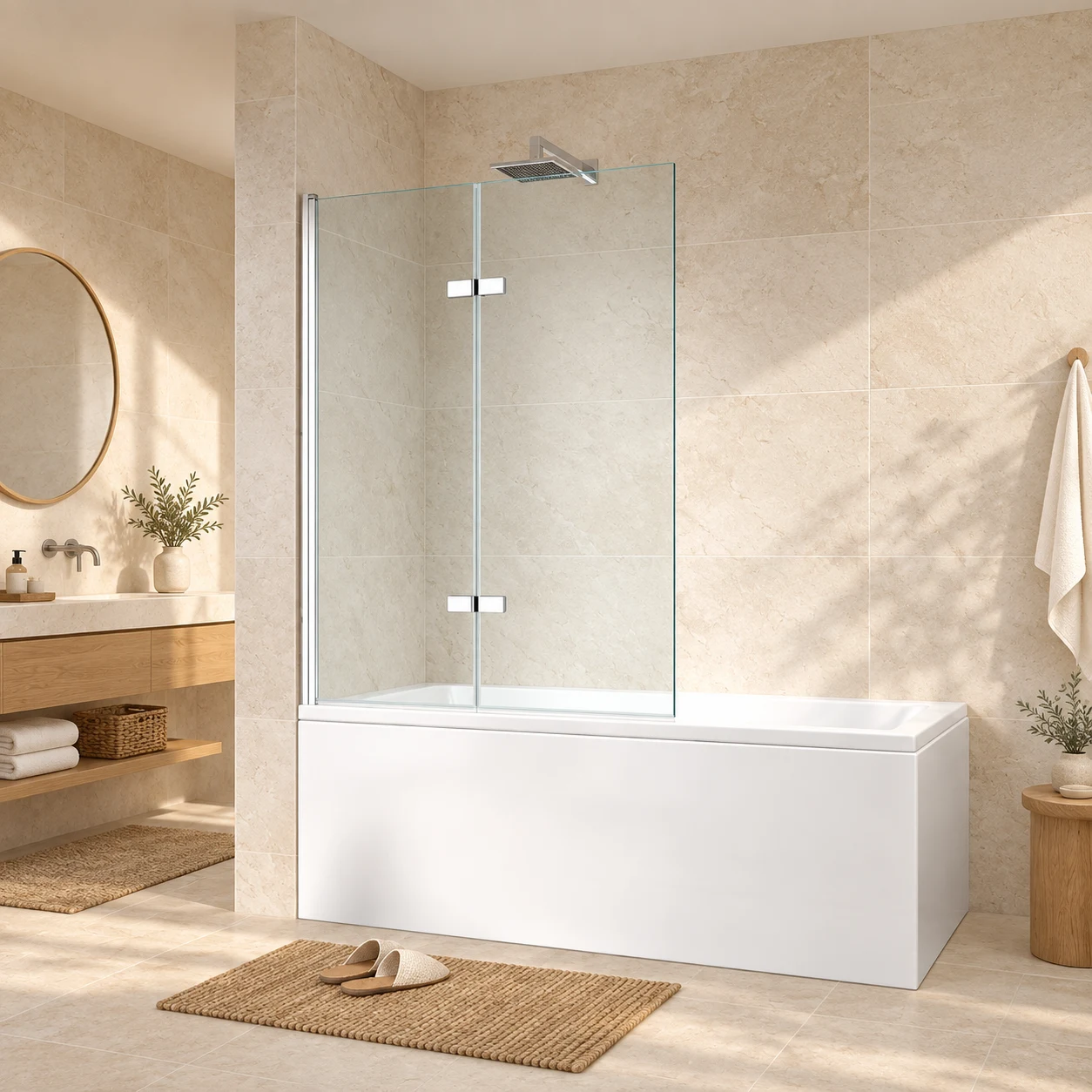Gulietta Chrome 2-Wing Bath Screen
