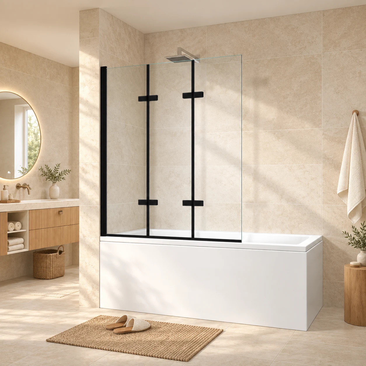 Gulietta Black 3-Wing Bath Screen