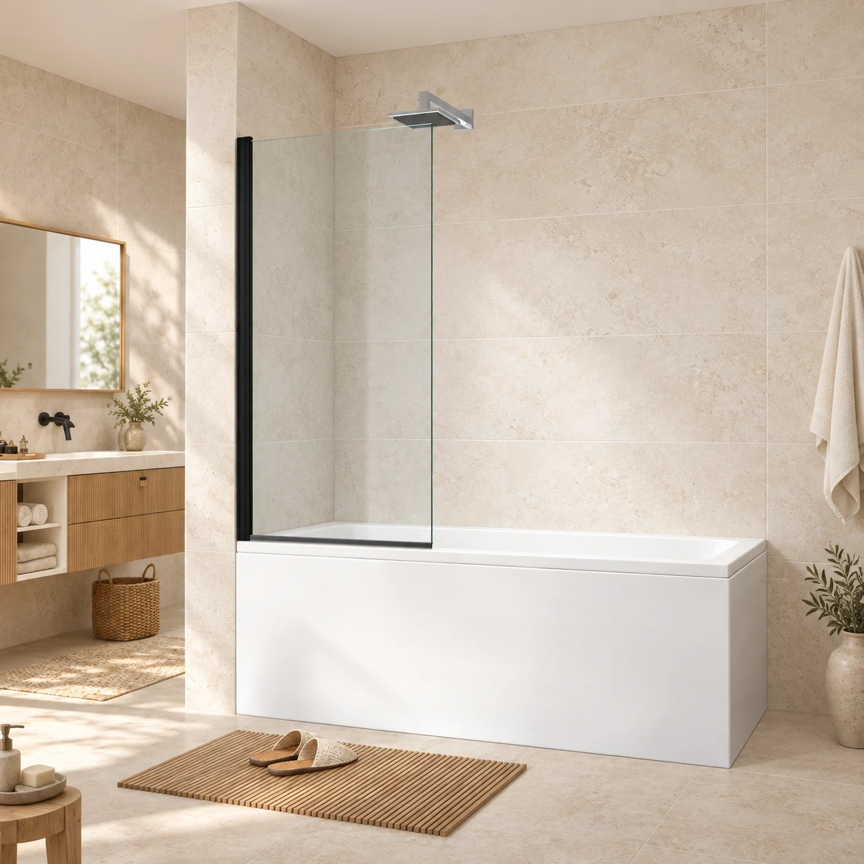 Gulietta Black 1-Wing Bath Screen