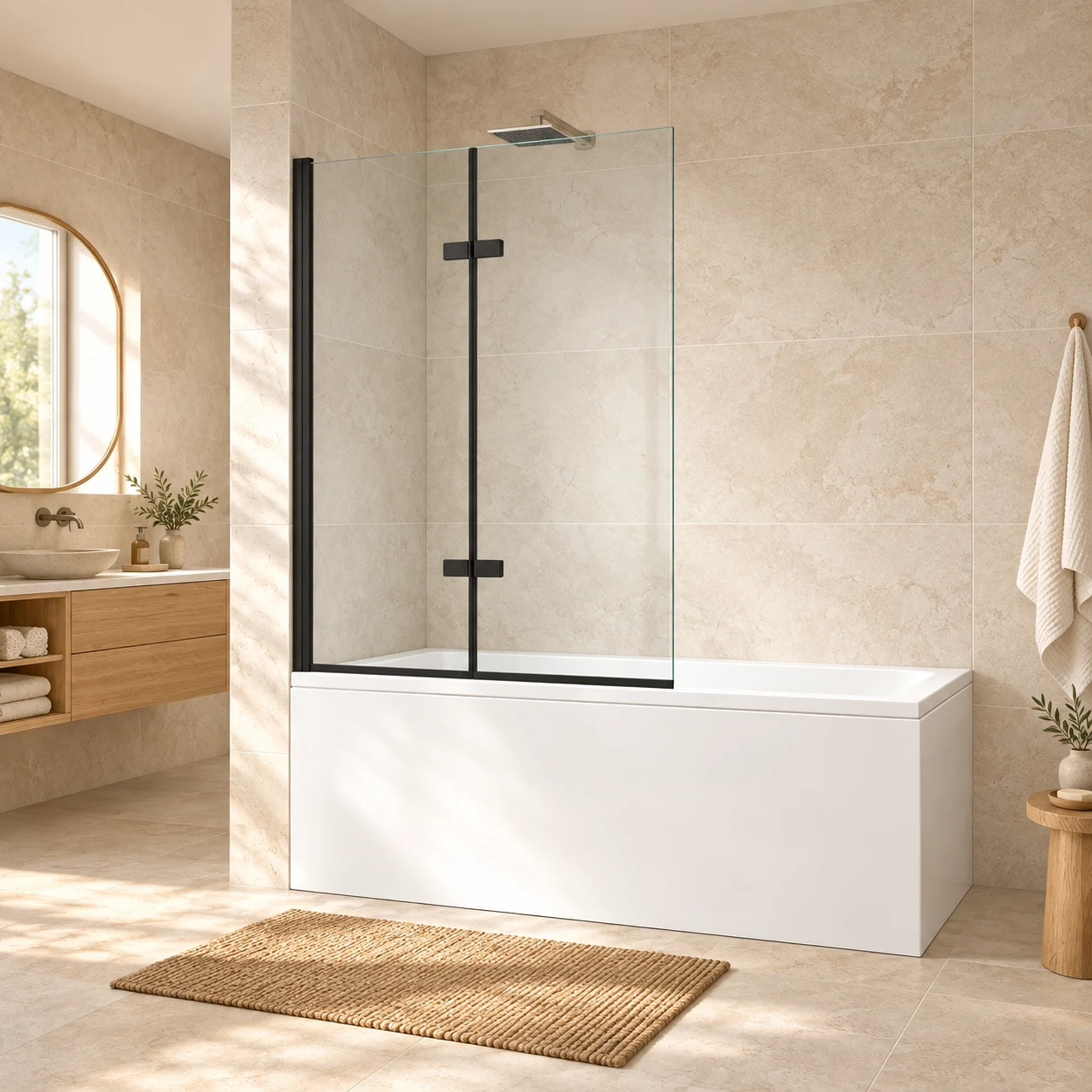 Gulietta Black 2-Wing Bath Screen