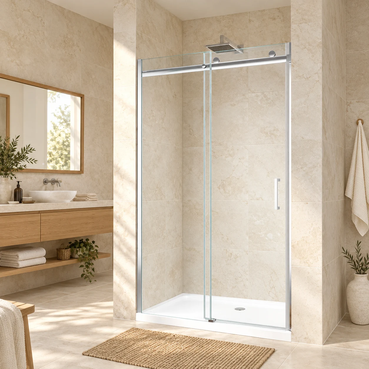Gulietta Accent Chrome Sliding Shower Door