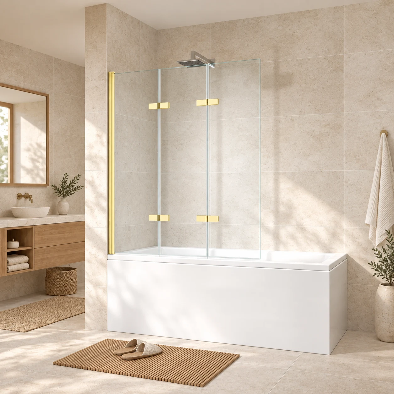 Gulietta Gold 3-Wing Bath Screen