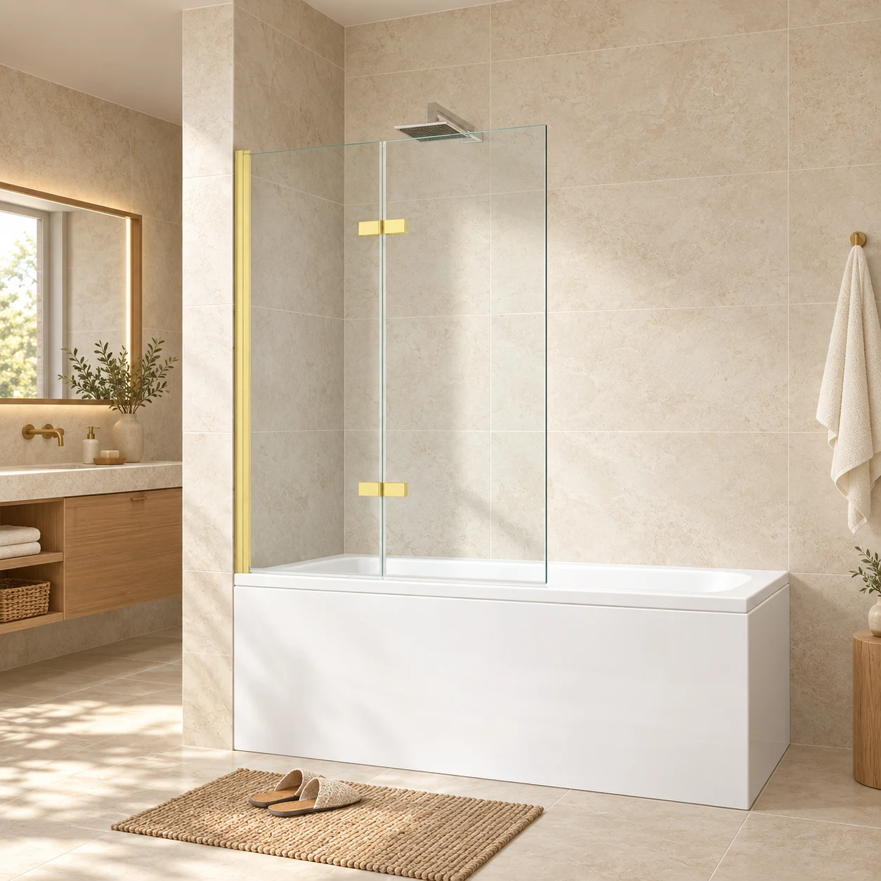 Gulietta Gold 2-Wing Bath Screen