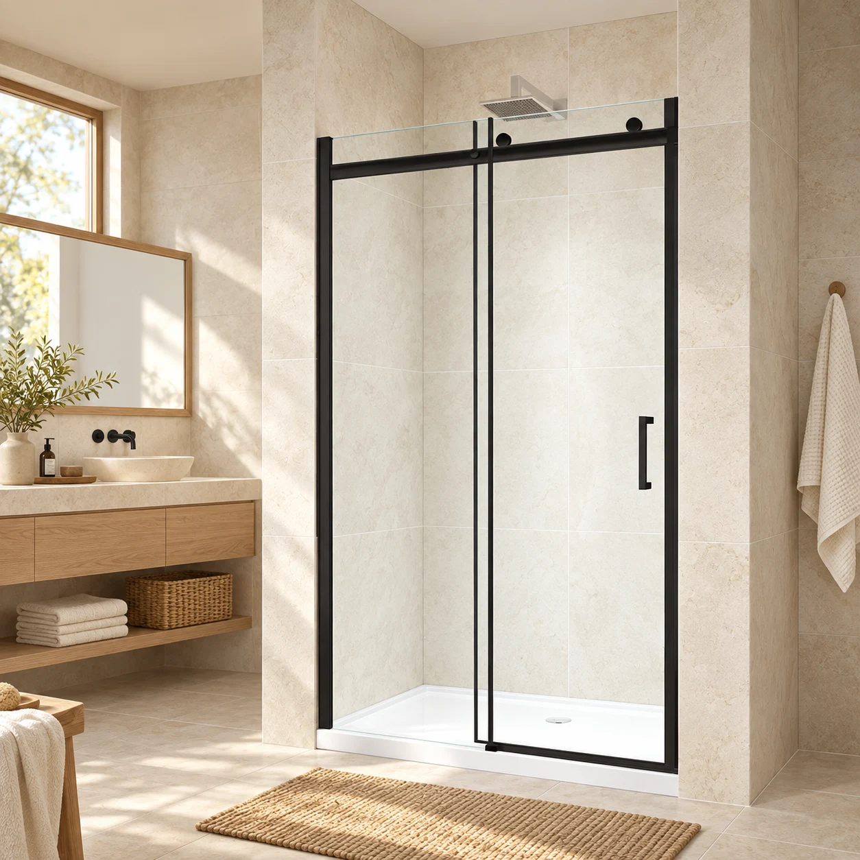 Gulietta Accent Black Sliding Shower Door