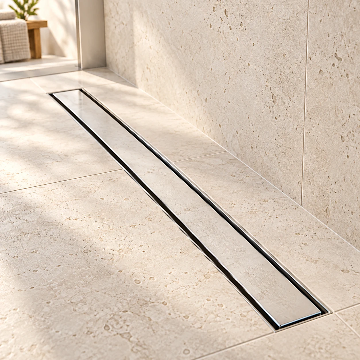 Chrome Slim Linear Drain 360 Siphon