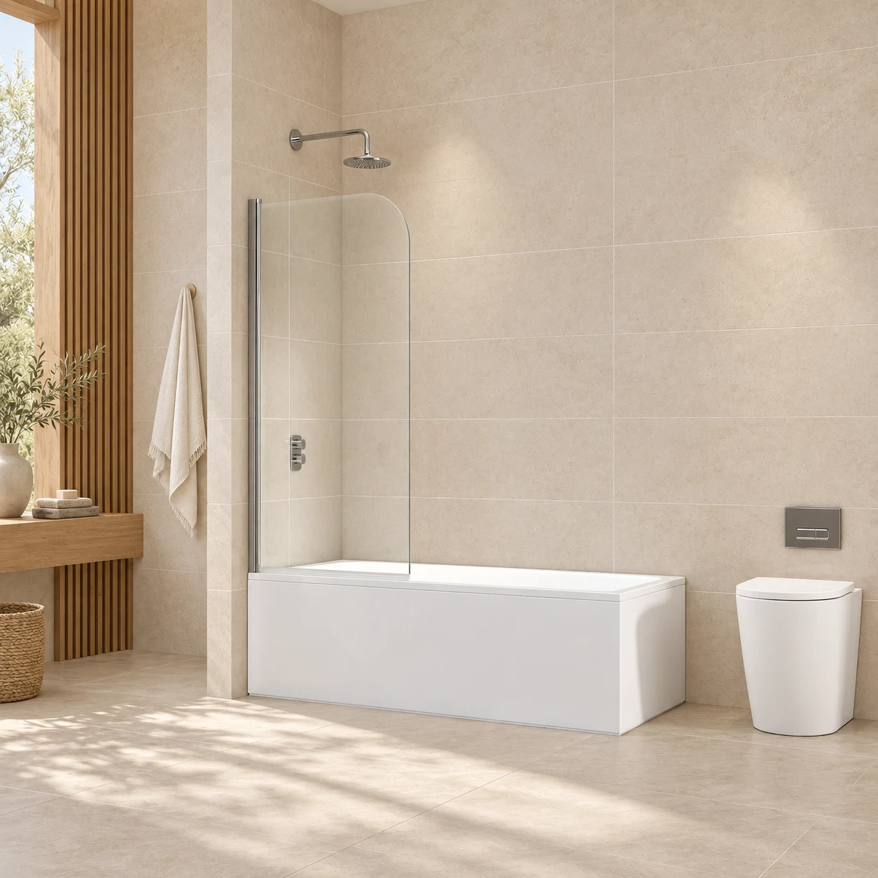 Gulietta Round Chrome 1-Wing Bath Screen