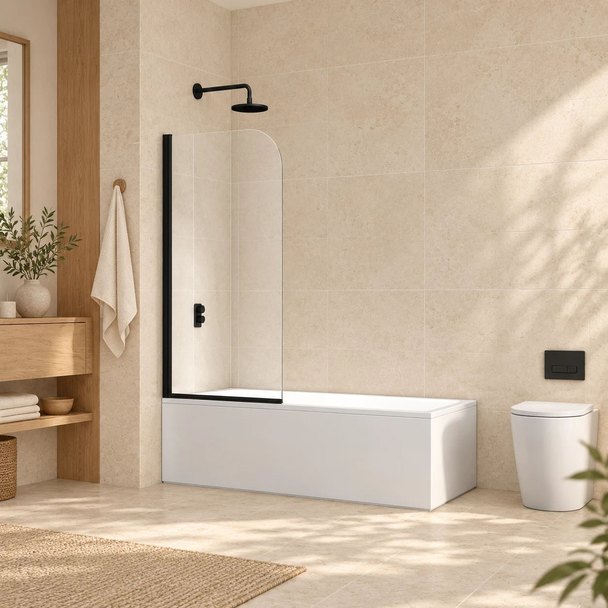 Gulietta Round Black 1-Wing Bath Screen